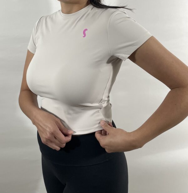 SportyChic Compressed Top- Light Gray - Image 3